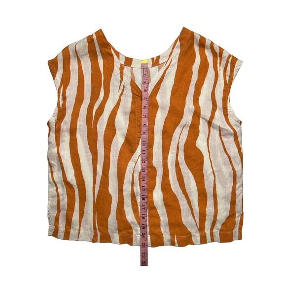 Rachel Zoe Zebra Stripe Linen Pant Set Orange White Top L Pants S India - Picture 6 of 16